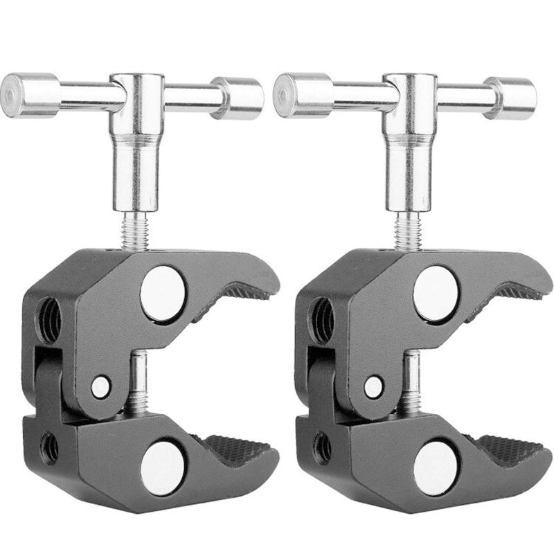 ChromLives Super Clamp Crab Clamp Photography w/ 1/4'' and 3/8'' Thread Rod Clamp Pliers Clip for DSLR Rig Cameras, 15mm Rods, Lights, Umbrellas, Hooks, Plate Glass, Cross Bars and More 2Pack - Image 1